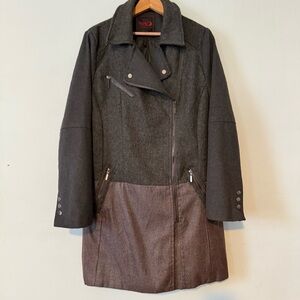 Yoki Women's Charcoal and Chocolate Trench Coat